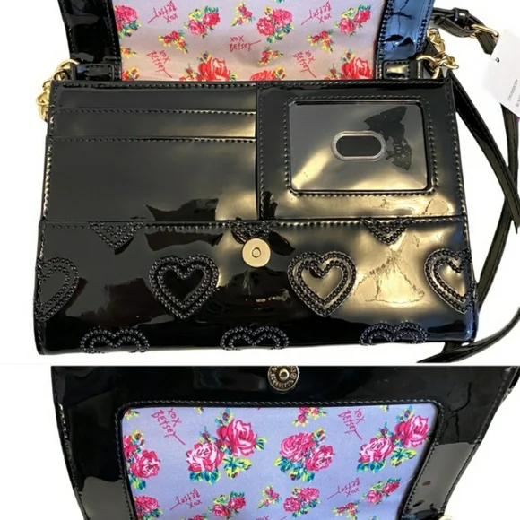 Betsey Johnson Heart Black Crossbody - Picture 3 of 12